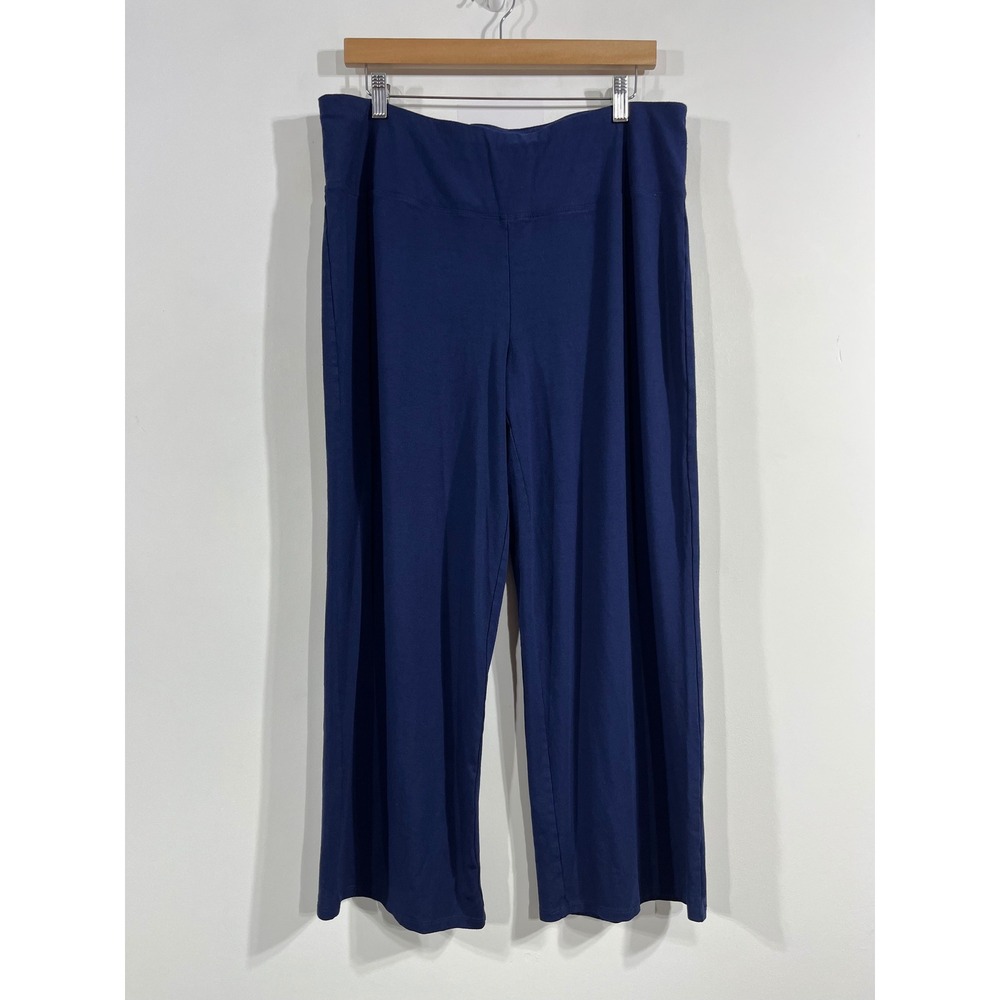 Habitat Artsy Lagenlook Navy Blue Wide Leg Pull On Pants Womens Large Boho
